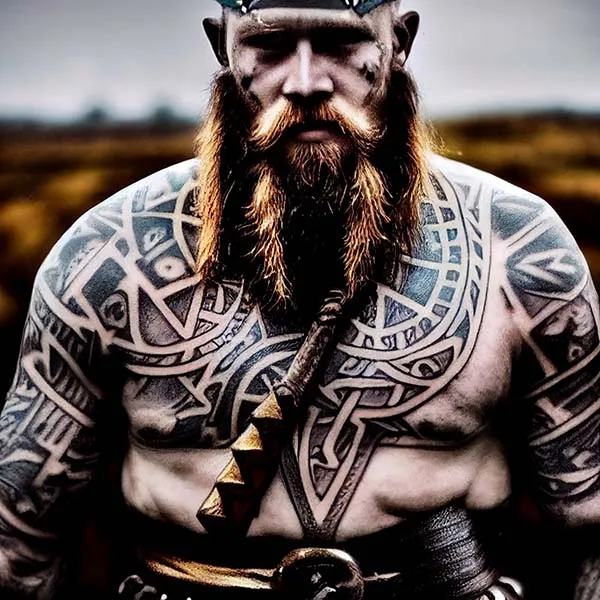 Ancient Viking chest tattoo