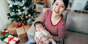 Asian mom with her baby