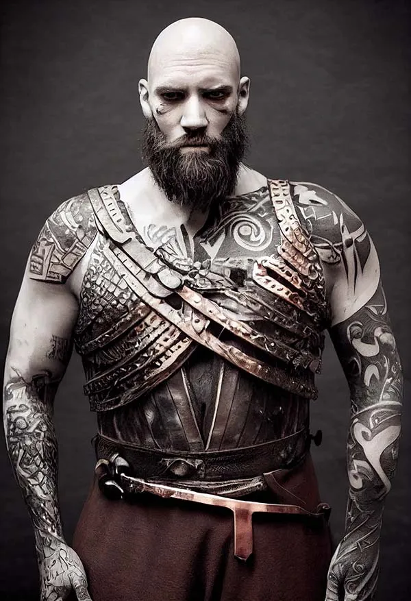 Viking warrior with tattoo