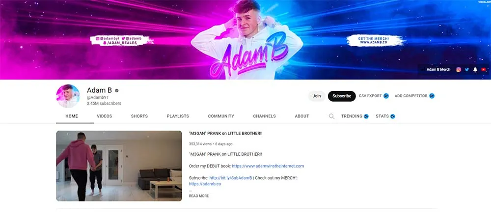 Adam Beales YouTube channel