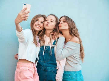 Teen selfie with friends