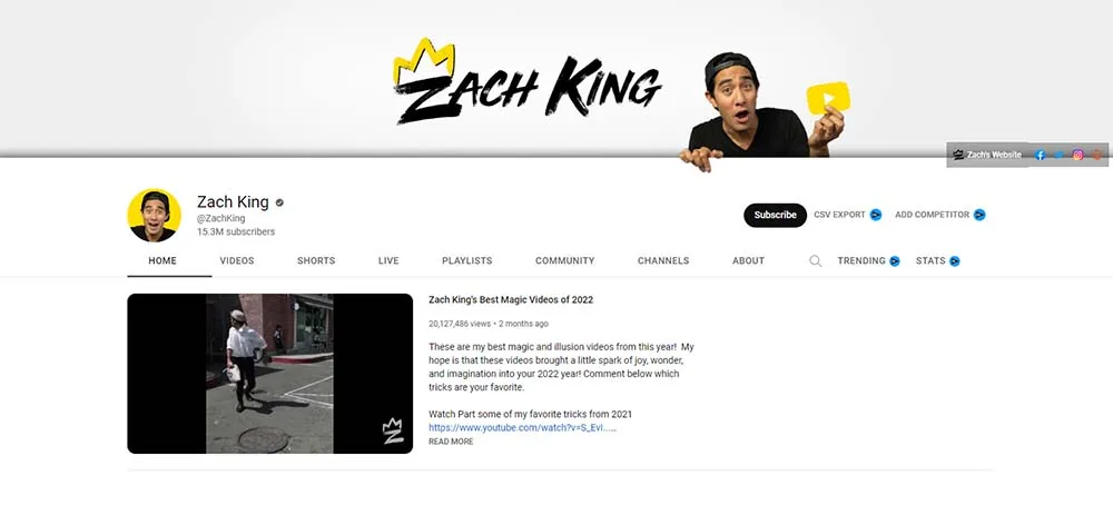 Zach King YouTube channel
